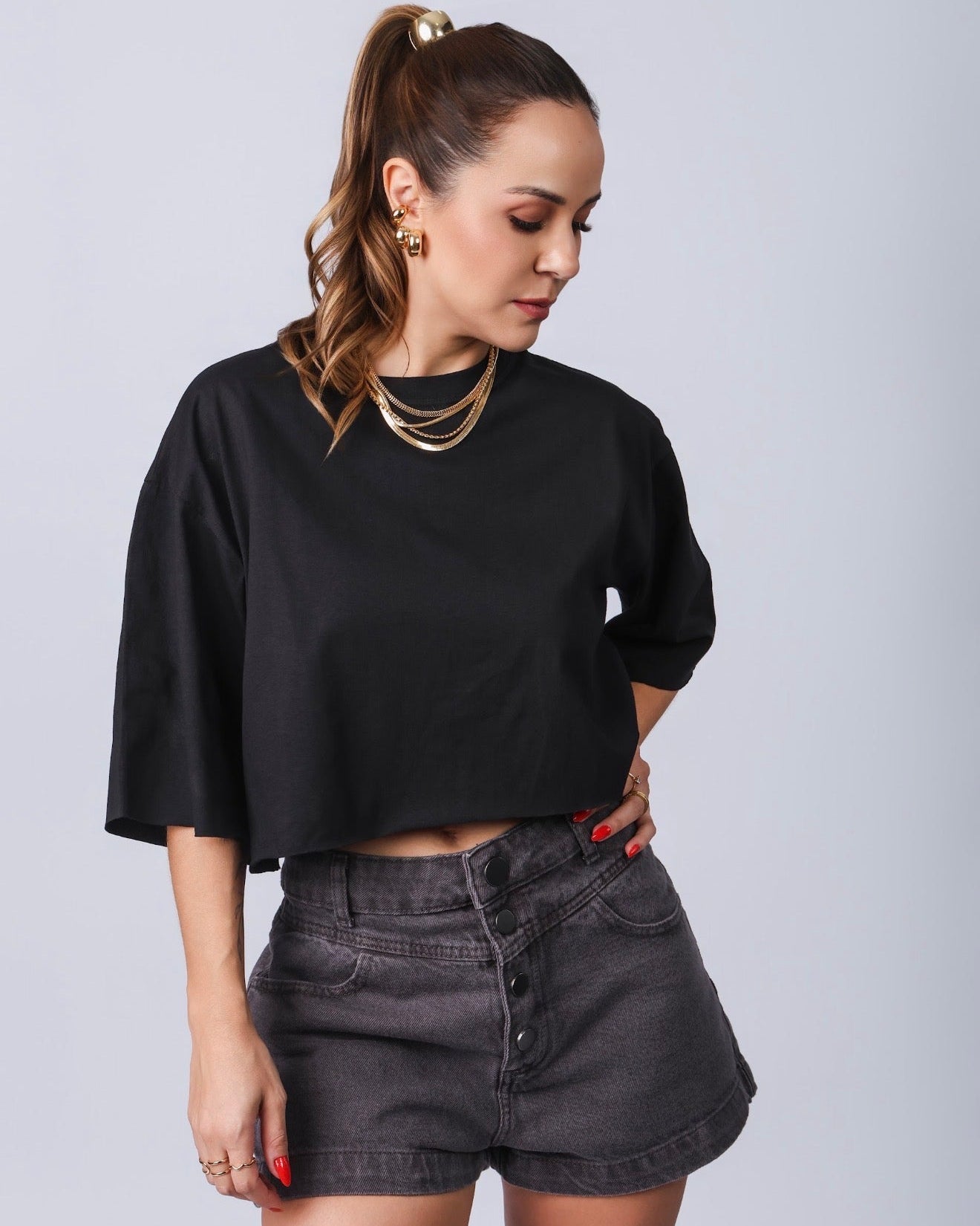 Cropped Liso - Preta