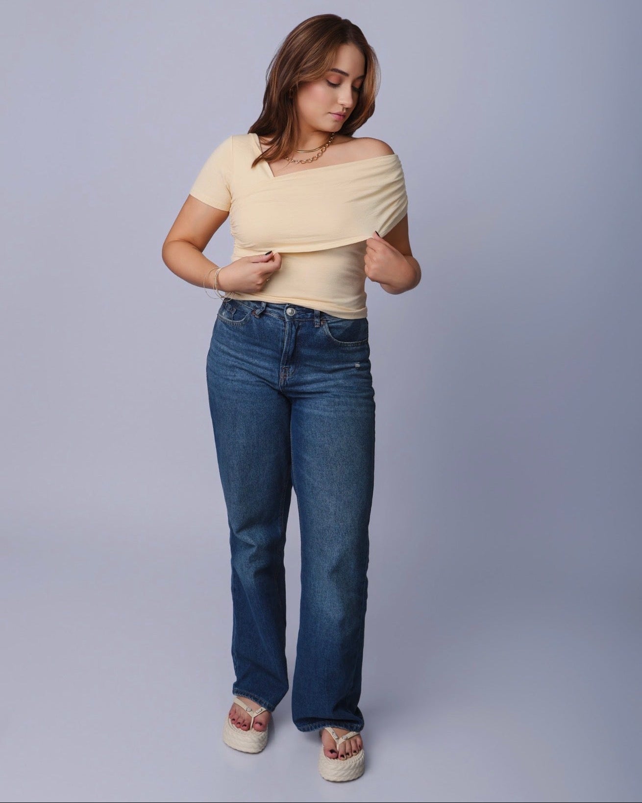 Blusa Assimétrica Drapeada - Amarela