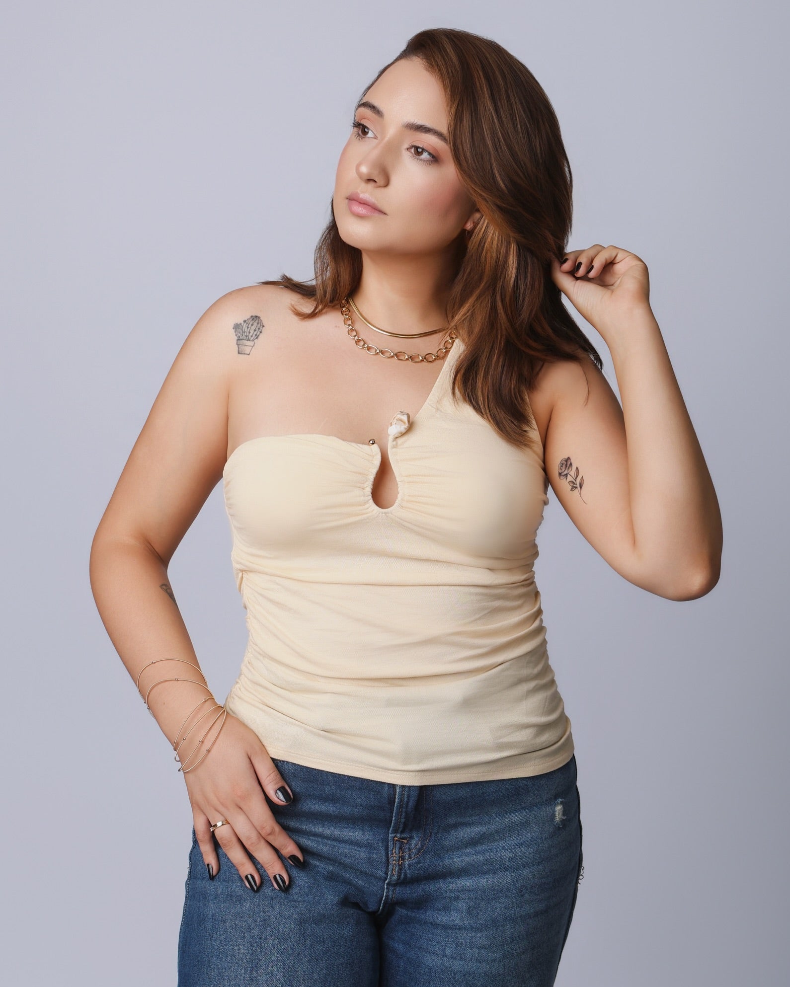 Nula Manga com Pedra - Amarela